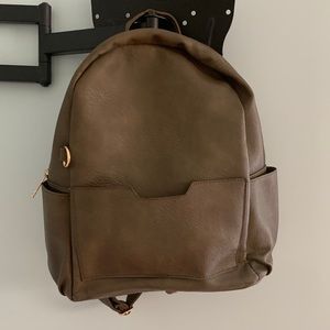 Olive green faux leather backpack!